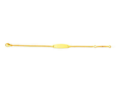 Identity Baby Mesh Catena A Cordoncino Con Diamanti, Placca A Barile, 14 Cm, Oro Giallo 18 Carati