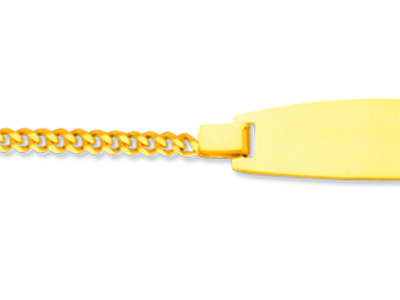 Braccialetto D'identit@ Per Beb} Con Catena Gourmette Diamantata, Placca A Forma Di Barile, 14 Cm, Oro Gi - Immagine Standard - 2