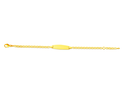 Identit@ Per Beb} Catena Di Tipo Marine Battue, Placca Tonneau, 14 Cm,oro Giallo 18 Carati - Immagine Standard - 1