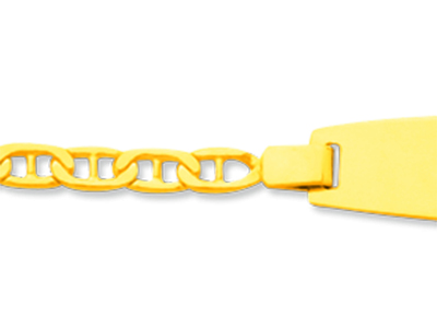 Identit@ Per Beb} Catena Di Tipo Marine Battue, Placca Tonneau, 14 Cm,oro Giallo 18 Carati - Immagine Standard - 2