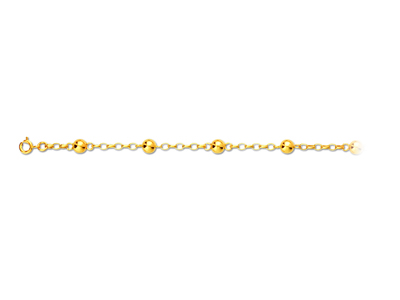 Bracciale A Maglie Alternate Di Catena E Palline 6 Mm, 18,5 Cm, Oro Giallo 18 Carati - Immagine Standard - 1