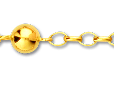 Bracciale A Maglie Alternate Di Catena E Palline 6 Mm, 18,5 Cm, Oro Giallo 18 Carati - Immagine Standard - 2