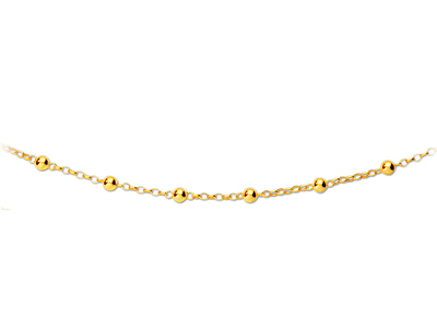 Collana Catena Con Sfere Alternate Da 6 Mm, 44,5 Cm, Oro Giallo 18 Ct.