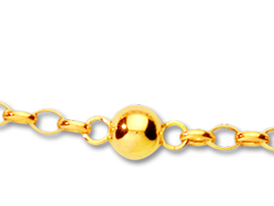 Collana Catena E Palline Alternate 6 Mm, 44,5 Cm, Oro Giallo 18 Carati - Immagine Standard - 2