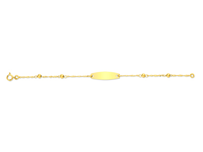 Identità Bambino Singapore Maglia E Palline, Placca A Barile, 14 Cm, Oro Giallo 18 Ct.