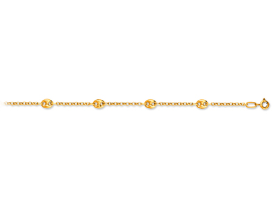 Bracciale Con Catena A Chicchi Di Caffè Alternati 4,7 Mm, 18 Cm, Oro Giallo 18 Carati