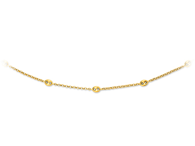 Collana Con Chicchi Di Caffè Alternati 4,7 Mm, 42 Cm, Oro Giallo 18 Ct.