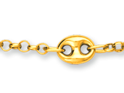 Collana A Catena Con Grani Di Caff}alternati 4,7 Mm, 42 Cm, Oro Giall O 18 Carati - Immagine Standard - 2
