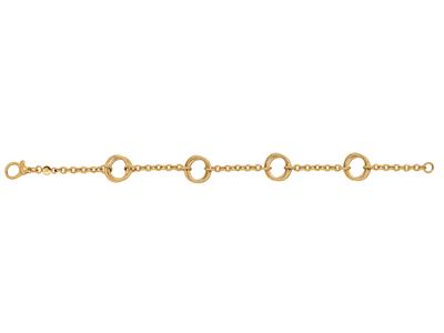 Bracciale A Catena Alternata 4 Maglie Cerchi Doppi, 20 Cm, Oro Giallo 18k - Immagine Standard - 1