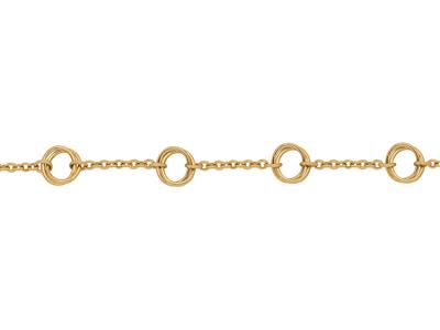 Bracciale A Catena Alternata 4 Maglie Cerchi Doppi, 20 Cm, Oro Giallo 18k - Immagine Standard - 2
