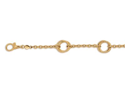 Bracciale A Catena Alternata 4 Maglie Cerchi Doppi, 20 Cm, Oro Giallo 18k - Immagine Standard - 3