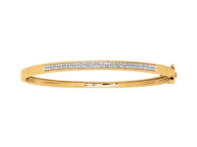 Bracciale Jonc Con 2 File Di Diamanti 0,30 Carati, 60 Mm, Oro Giallo 18 Carati - Immagine Standard - 1