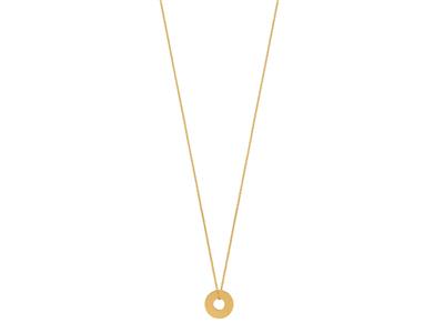 Collana A Disco, Catena Da 40-42 Cm, Oro Giallo 18 Carati