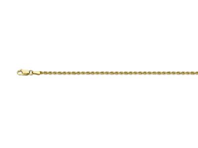 Catena A Maglie Corda Cava 2,10 Mm,40 Cm, Oro Giallo 18 Carati