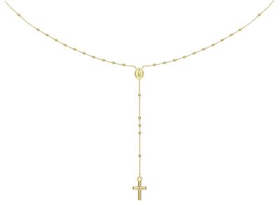 Rosario Di Perle 1,80 MM Croce E Vergine Miracolosa, 55 Cm, Oro Giallo18 Kt