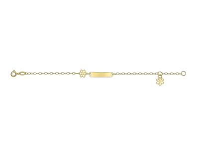 Targhetta Baby Id Rettangolare, Design Fiori, 14 Cm, Oro Giallo 18 Ct. - Immagine Standard - 1