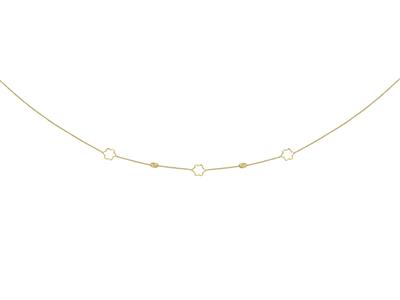 Collana Fiori E Olive Traforate, 45 Cm, Oro Giallo 18 Carati