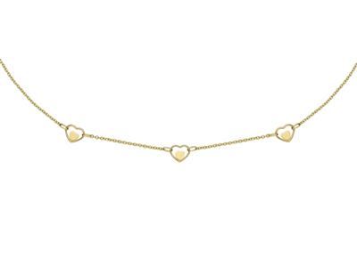 Collana Di Cuori Traforati, 42 Cm, Oro Giallo 18 Carati