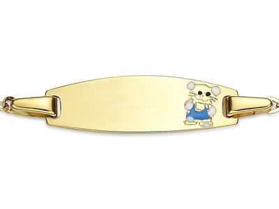 Identit@ Bambino In Catena For\at Luminosa, Placca Ovale, 14 Cm, Oro Giallo 18 Carati - Immagine Standard - 2