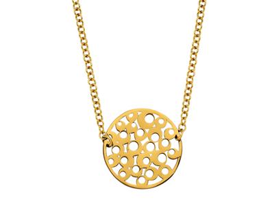 Collana Lunga Con 5 Motivi Traforati, Pastiglie Sulla Catena, 72 Cm, Oro Giallo 18 Carati