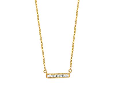 Collana Barretta, Diamanti 0,05 Ct,catena Forat Rotonda, 42-44-45 Cm , Oro Giallo 18k