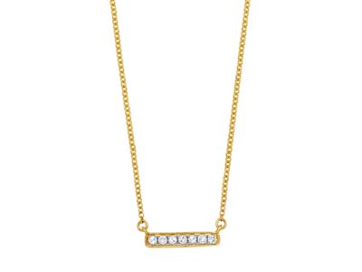 Collana Barrette, Diamanti 0,05ct, Catena Forçat Rotonda, 42-44-45 Cm, Oro Giallo 18 Ct.