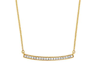 Collana Con Barretta Di Diamanti Da 0,12 Carati, Catena Forçat Rotonda, 42-44-45 Cm, Oro Giallo 18 Carati