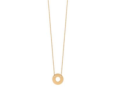 Collana A Disco Forato Su Catena, 42-45 Cm, Oro Giallo 18 Carati