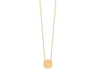 Collana Pastiglia Forata Su Catena,45 Cm, Oro Giallo 18 Carati