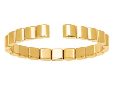 Bracciale Rigido Aperto, Motivo Cubi 7 Mm, 60 X 48 Mm, Oro Giallo 18 Carati