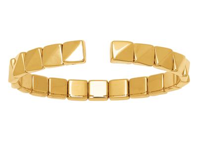 Bracciale Rigido Aperto, Motivi Piramidali 7 Mm, 60 X 48 Mm, Oro Giallo 18 Carati