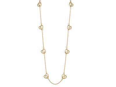 Collana Lunga Con Foglie Di 15 MM Su Catena, 90 Cm, Oro Giallo 18 Ct. - Immagine Standard - 1