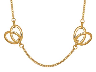 Collana Lunga Con Foglie Di 15 MM Su Catena, 90 Cm, Oro Giallo 18 Ct. - Immagine Standard - 2