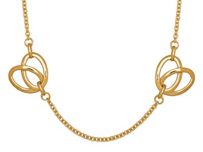 Collana Lunga Con Foglie Di 15 MM Su Catena, 90 Cm, Oro Giallo 18 Ct. - Immagine Standard - 2