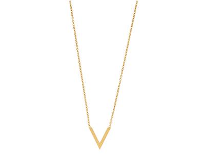 Collana A Catena Rotonda Forat, Motivo A V, 40-42 Cm, Oro Giallo 18 Carati