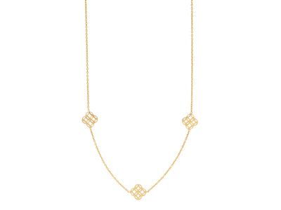 Collana A Catena Rotonda Forat, 3 Motivi Di Cerchi Intrecciati, 38-40cm, Oro Giallo 18 Carati