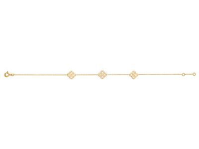 Bracciale A Catena Rotonda Forat, 3 Motivi Di Cerchi Intrecciati, 16,50-17,50cm, Oro Giallo 18 Carati