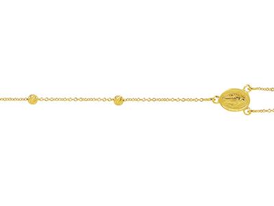 Bracciale Religioso Con Catena E Sfere Cesellate, Vergine Miracolosa E Croce, 18 Cm, Oro Giallo 18 Ct. - Immagine Standard - 3