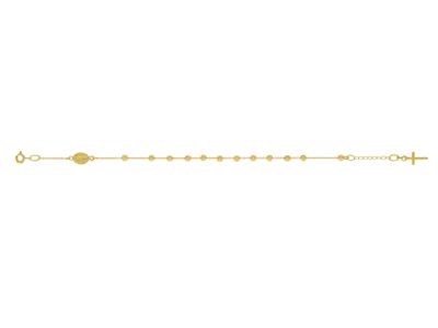 Bracciale Religioso Con Catena E Sfere Cesellate, Vergine Miracolosa E Croce, 18 Cm, Oro Giallo 18 Ct. - Immagine Standard - 1