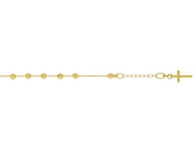 Bracciale Religioso Con Catena E Sfere Cesellate, Vergine Miracolosa E Croce, 18 Cm, Oro Giallo 18 Ct. - Immagine Standard - 3