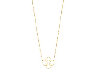 Collana A Catena Rotonda Forat, Motivo A 4 Cerchi Intrecciati 15 Mm, 42-44 Cm, Oro Giallo 18 Carati