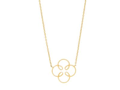 Collana A Catena Rotonda For\at, Motivo A 4 Cerchi Intrecciati 15 Mm, 42-44 Cm, Oro Giallo 18 Carati - Immagine Standard - 2