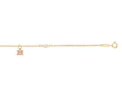 Bracciale A Catena Per Bambini Con Ciondolo A Farfalla Rosa, 14-16 Cm, Oro Giallo 18 Ct. - Immagine Standard - 1