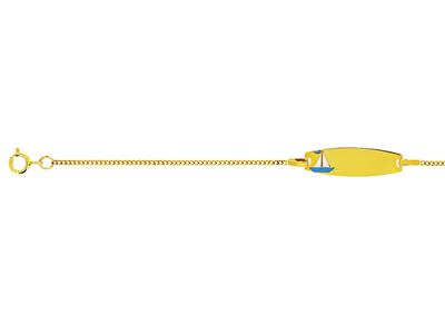 Identit@ Del Bambino, Placca A Barile Con Motivo Barca In Smalto Blu/bianco, 11,5-14 Cm, Oro Giallo 18 Kt - Immagine Standard - 3