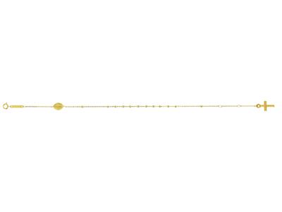 Bracciale Rosario Con Catena A Croce E Vergine Miracolosa, 20 Cm, Oro Giallo 18 Ct.