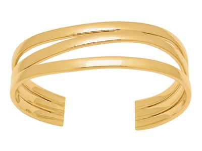 Bracciale Con 3 Tubi Quadrati Da 20 MM A Forma Di Onda, 60 Mm, Oro Giallo 18 Ct. - Immagine Standard - 1