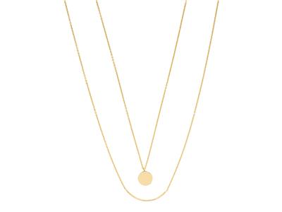 Collana A Doppia Fila Con Tubo E Pastiglia, 42-44 Cm, Oro Giallo 18 Carati - Immagine Standard - 1