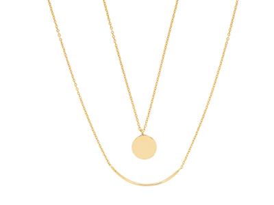 Collana A Doppia Fila Con Tubo E Pastiglia, 42-44 Cm, Oro Giallo 18 Carati - Immagine Standard - 2