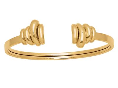 Bracciale A Fascia Flessibile Aperta Da 15 Mm, Punte Godron, 54 X 40 Mm, Oro Giallo 18 Ct.