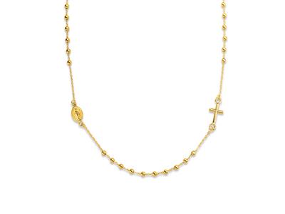 Collana Rosario Dritto, Croce E Vergine Miracolosa Sfere Da 1,8 Mm, 42 Cm, Oro Giallo 18 Ct. - Immagine Standard - 1